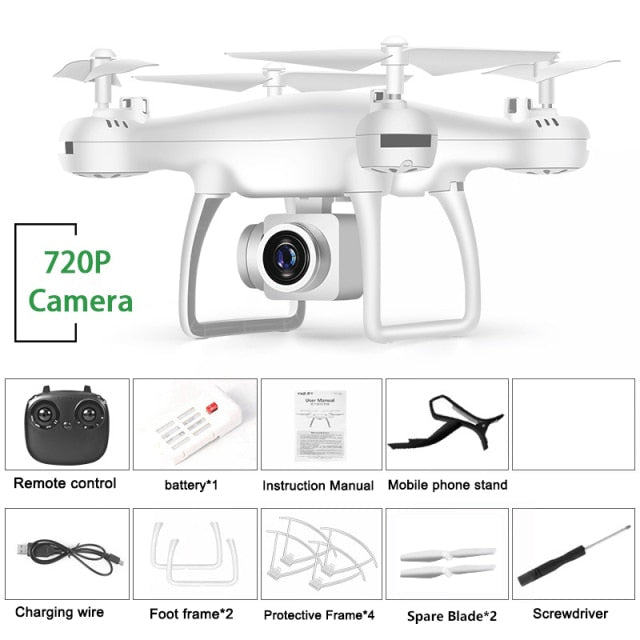Drone 4k Profesional with Camera WIFI FPV RC Quadrocopter Drones Aerial Photography Ultra-Long Life Detachable Camera Dron Toy 720P White 1Battery - Tophatter Daily Deals