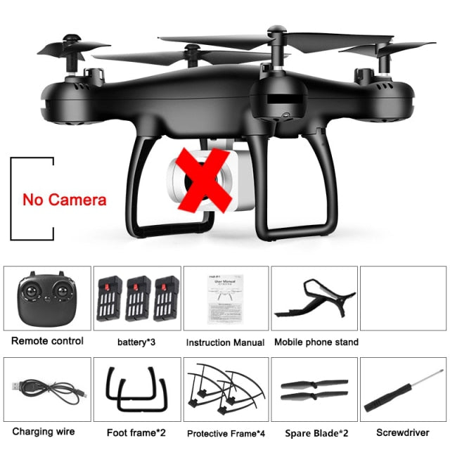 Drone 4k Profesional with Camera WIFI FPV RC Quadrocopter Drones Aerial Photography Ultra-Long Life Detachable Camera Dron Toy No Camera Black 3B - Tophatter Daily Deals