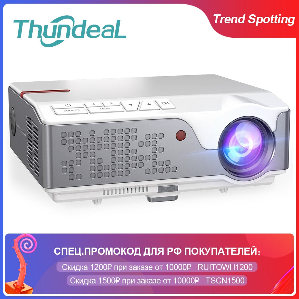 ThundeaL Full HD 1080P Projector TD96 TD96W Android WiFi LED Proyector Native 1920 x 1080P 3D Home Theater Smart Phone Beamer - Tophatter Daily Deals