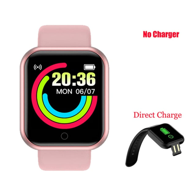 I5 Sport Smartwatch Women Men Heart Rate Blood Pressure Fitness Tracker Kids Smart Clock For Android IOS Smart Watch PK IWO P80 D20s Pink - Tophatter Daily Deals