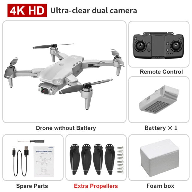 L900PRO GPS Drone 4K Dual HD Camera Professional Aerial Photography Brushless Motor Foldable Quadcopter RC Distance 1200M Gray Foambox - Tophatter Daily Deals