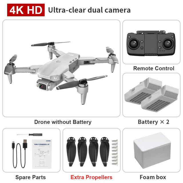 L900PRO GPS Drone 4K Dual HD Camera Professional Aerial Photography Brushless Motor Foldable Quadcopter RC Distance 1200M Gray Foambox 2B - Tophatter Daily Deals