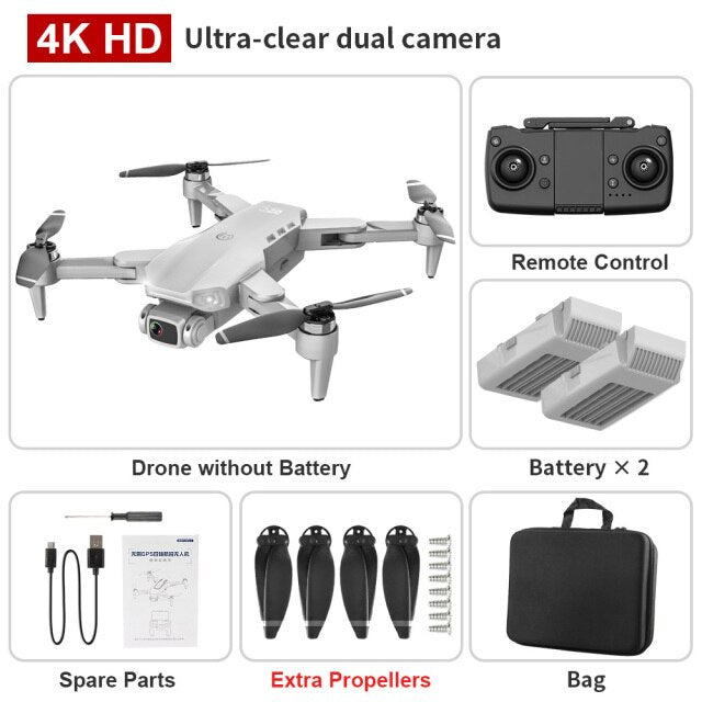 L900PRO GPS Drone 4K Dual HD Camera Professional Aerial Photography Brushless Motor Foldable Quadcopter RC Distance 1200M Gray bag 2B - Tophatter Daily Deals