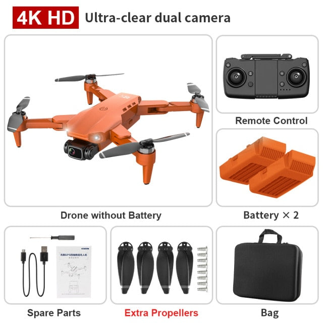 L900PRO GPS Drone 4K Dual HD Camera Professional Aerial Photography Brushless Motor Foldable Quadcopter RC Distance 1200M Orange bag 2B - Tophatter Daily Deals