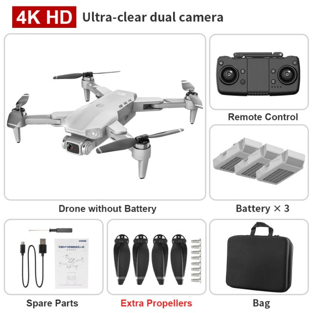 L900PRO GPS Drone 4K Dual HD Camera Professional Aerial Photography Brushless Motor Foldable Quadcopter RC Distance 1200M Gray bag 3B - Tophatter Daily Deals