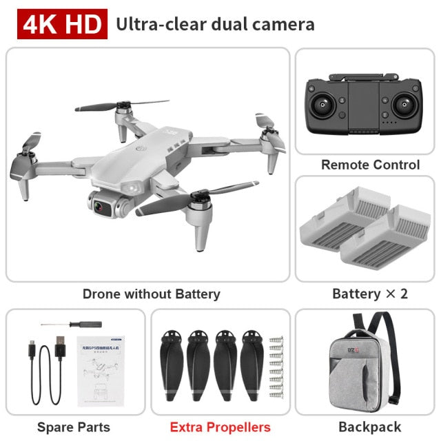 L900PRO GPS Drone 4K Dual HD Camera Professional Aerial Photography Brushless Motor Foldable Quadcopter RC Distance 1200M Gray Backpack 2B - Tophatter Daily Deals
