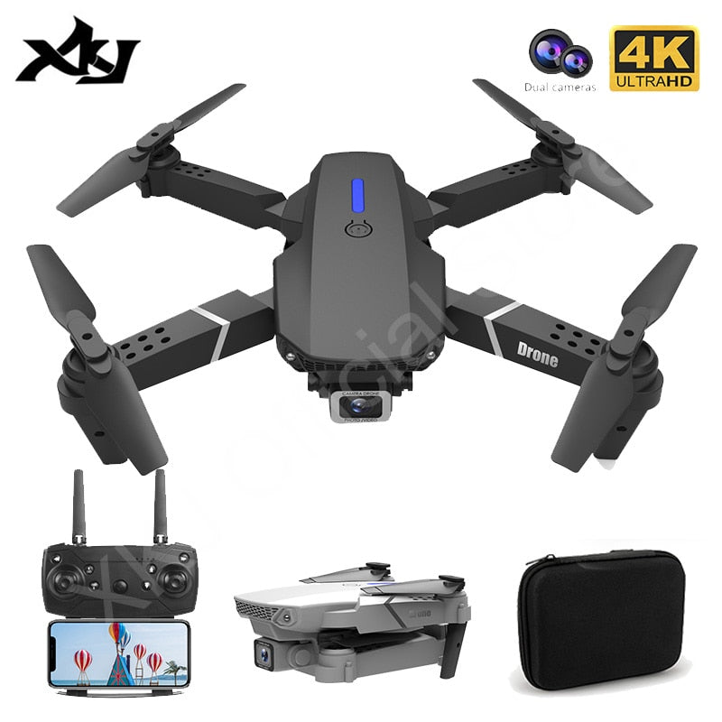 XKJ 2021 New E88 Pro Drone With Wide Angle HD 4K 1080P Dual Camera Height Hold Wifi RC Foldable Quadcopter Dron Gift Toy - Tophatter Daily Deals