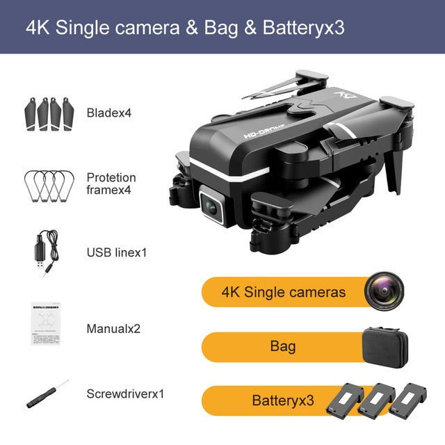 2021 New Kk1 Mini Drone 4k Hd Camera profesional Rc Drones Wifi Fpv Dron Toy Outdoor Rc Quadcopter Fixed height Helicopter Toys 4K 3B - Tophatter Daily Deals