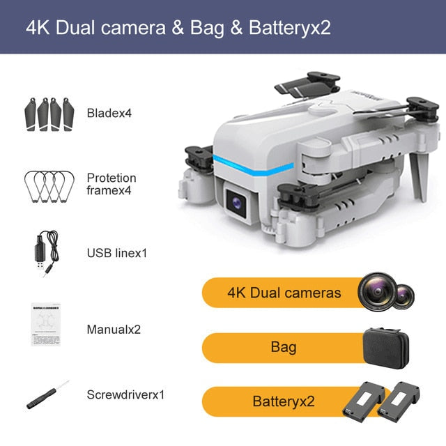 2021 New Kk1 Mini Drone 4k Hd Camera profesional Rc Drones Wifi Fpv Dron Toy Outdoor Rc Quadcopter Fixed height Helicopter Toys 4K dual camera 2B 2 - Tophatter Daily Deals