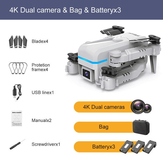 2021 New Kk1 Mini Drone 4k Hd Camera profesional Rc Drones Wifi Fpv Dron Toy Outdoor Rc Quadcopter Fixed height Helicopter Toys 4K dual camera 3B 2 - Tophatter Daily Deals