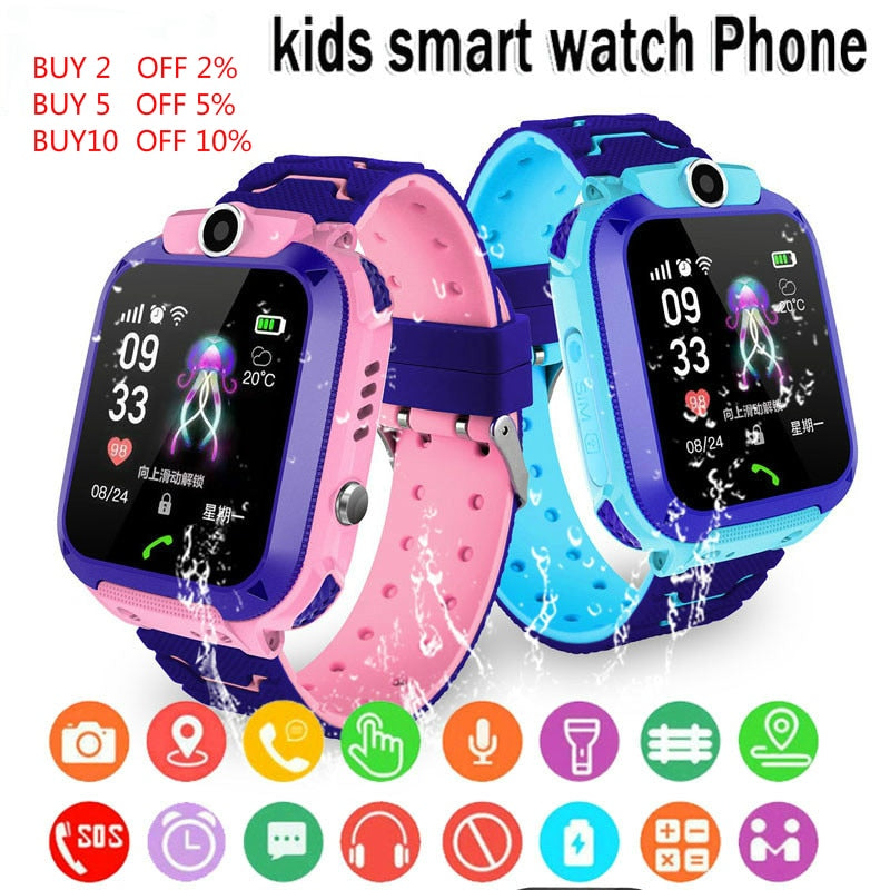 Children's Smart Watch SOS Phone Watch Smartwatch For Kids With Sim Card Photo Waterproof IP67 Kids Gift For IOS Android - Tophatter Daily Deals