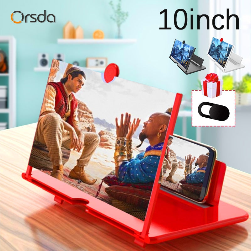 10 Inch 3D Mobile Phone Screen Magnifier HD Video Amplifier Stand Bracket with Movie Game Magnifying Folding Phone Desk Holder - Tophatter Daily Deals