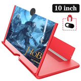 10 Inch 3D Mobile Phone Screen Magnifier HD Video Amplifier Stand Bracket with Movie Game Magnifying Folding Phone Desk Holder 10inch-Red - Tophatter Daily Deals