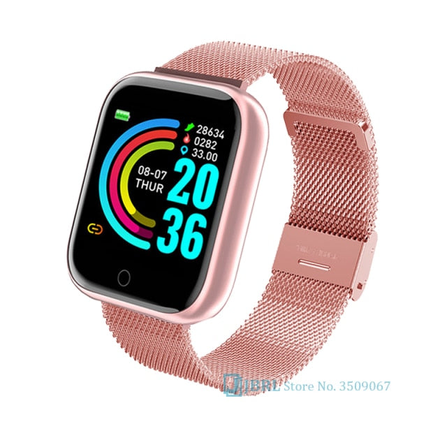 2021 Ladies Sport Bracelet Smart Watch Women Smartwatch Men Smartband Android IOS Waterproof Fitness Tracker Smart Clock Mens X1 steel gold - Tophatter Daily Deals