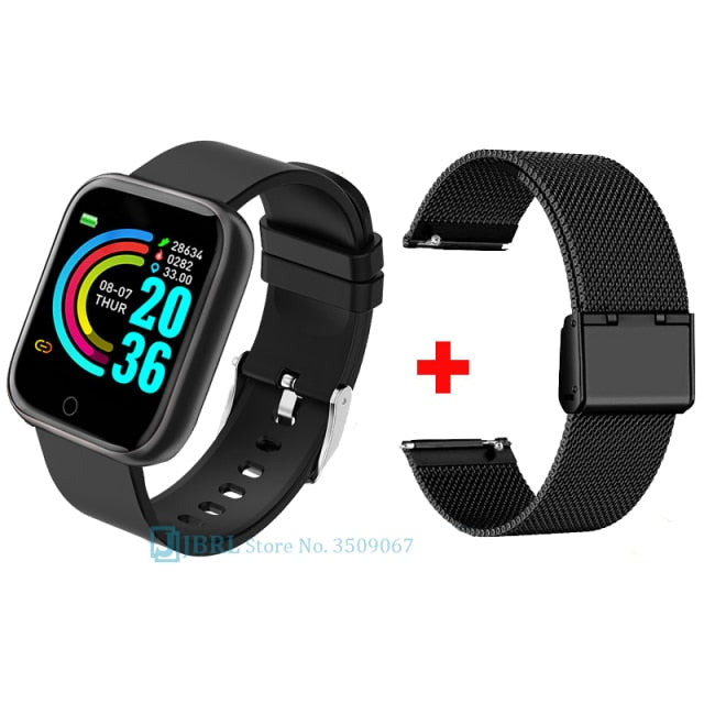 2021 Ladies Sport Bracelet Smart Watch Women Smartwatch Men Smartband Android IOS Waterproof Fitness Tracker Smart Clock Mens X1 black add strap 4 - Tophatter Daily Deals