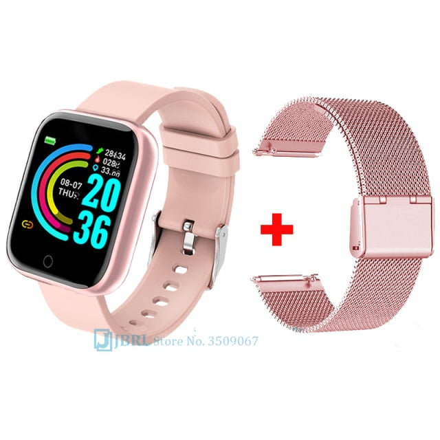 2021 Ladies Sport Bracelet Smart Watch Women Smartwatch Men Smartband Android IOS Waterproof Fitness Tracker Smart Clock Mens X1 pink add strap 6 - Tophatter Daily Deals