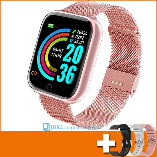 2021 Ladies Sport Bracelet Smart Watch Women Smartwatch Men Smartband Android IOS Waterproof Fitness Tracker Smart Clock Mens X1 gold add strap 8 - Tophatter Daily Deals