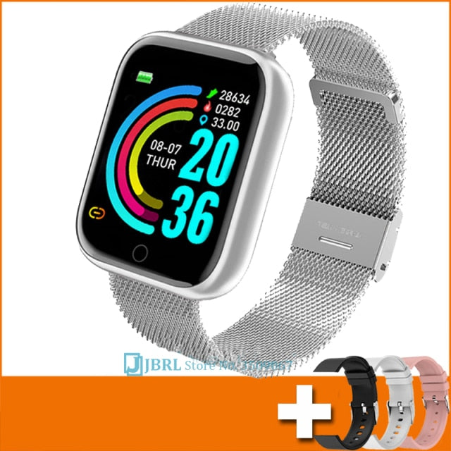 2021 Ladies Sport Bracelet Smart Watch Women Smartwatch Men Smartband Android IOS Waterproof Fitness Tracker Smart Clock Mens X1 silver add strap9 - Tophatter Daily Deals