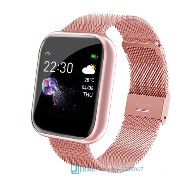 2021 Ladies Sport Bracelet Smart Watch Women Smartwatch Men Smartband Android IOS Waterproof Fitness Tracker Smart Clock Mens i5 steel gold - Tophatter Daily Deals