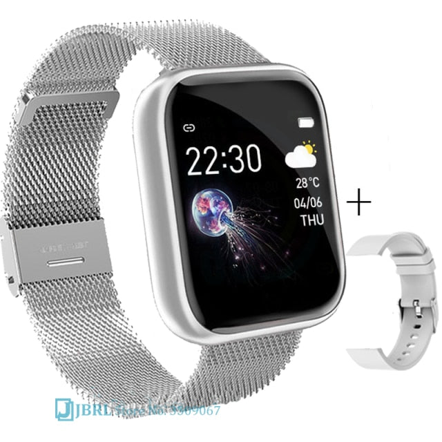 2021 Ladies Sport Bracelet Smart Watch Women Smartwatch Men Smartband Android IOS Waterproof Fitness Tracker Smart Clock Mens i5 steel silver add1 - Tophatter Daily Deals