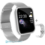 2021 Ladies Sport Bracelet Smart Watch Women Smartwatch Men Smartband Android IOS Waterproof Fitness Tracker Smart Clock Mens i5 steel silver add1 - Tophatter Daily Deals