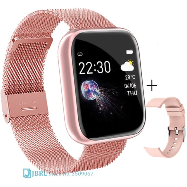 2021 Ladies Sport Bracelet Smart Watch Women Smartwatch Men Smartband Android IOS Waterproof Fitness Tracker Smart Clock Mens i5 steel gold add 1 - Tophatter Daily Deals