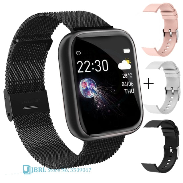 2021 Ladies Sport Bracelet Smart Watch Women Smartwatch Men Smartband Android IOS Waterproof Fitness Tracker Smart Clock Mens i5 steel black add 3 - Tophatter Daily Deals