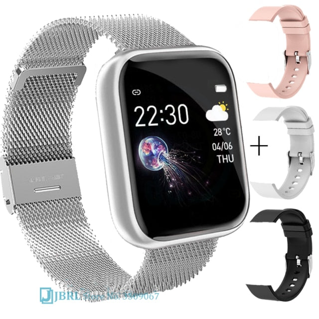 2021 Ladies Sport Bracelet Smart Watch Women Smartwatch Men Smartband Android IOS Waterproof Fitness Tracker Smart Clock Mens i5 steel silver add3 - Tophatter Daily Deals