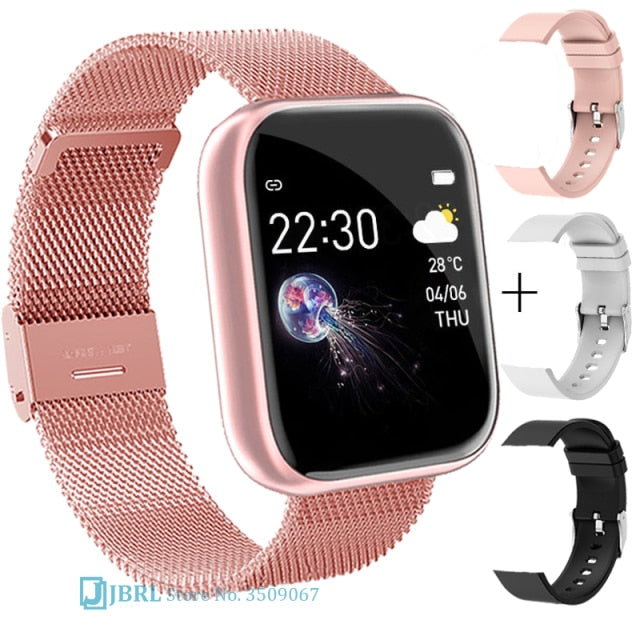 2021 Ladies Sport Bracelet Smart Watch Women Smartwatch Men Smartband Android IOS Waterproof Fitness Tracker Smart Clock Mens i5 steel gold add 3 - Tophatter Daily Deals