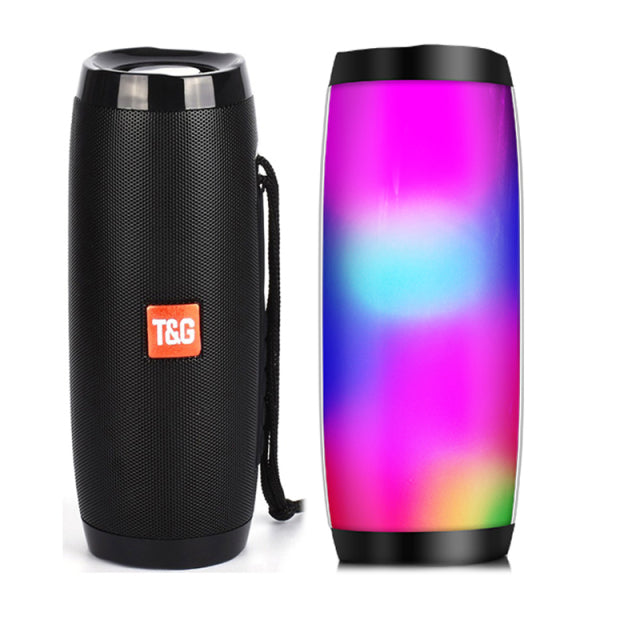 Wireless Speaker Bluetooth-compatible Speaker Microlab Portable Speaker Powerful High Outdoor Bass TF FM Radio with LED Light black with light - Tophatter Daily Deals