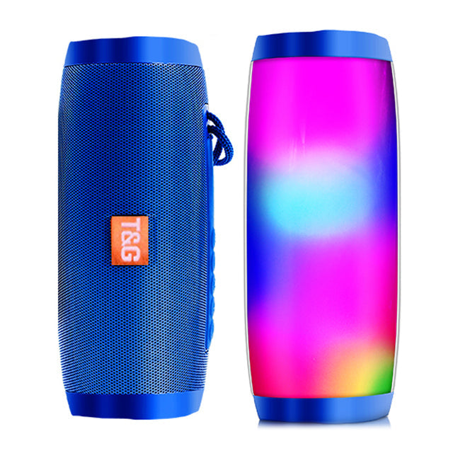 Wireless Speaker Bluetooth-compatible Speaker Microlab Portable Speaker Powerful High Outdoor Bass TF FM Radio with LED Light blue with light - Tophatter Daily Deals