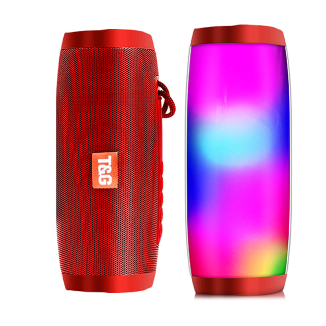 Wireless Speaker Bluetooth-compatible Speaker Microlab Portable Speaker Powerful High Outdoor Bass TF FM Radio with LED Light red with light - Tophatter Daily Deals
