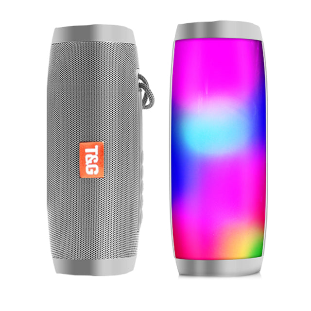 Wireless Speaker Bluetooth-compatible Speaker Microlab Portable Speaker Powerful High Outdoor Bass TF FM Radio with LED Light gray with light - Tophatter Daily Deals