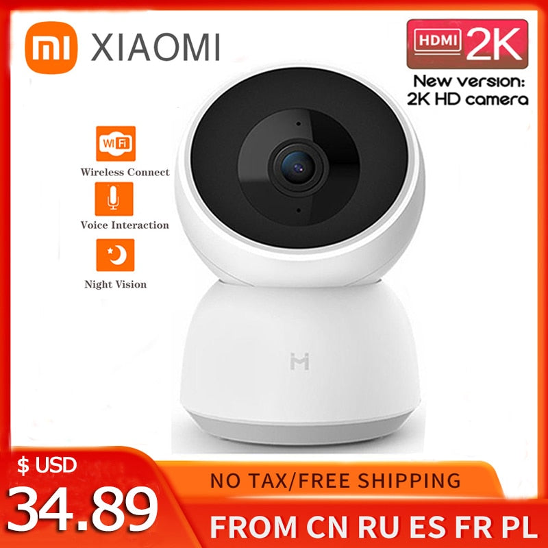Xiaomi Mi Smart Camera 2K 1296P HD 360 Angle WIFI Night Webcam Video IP Camera Indoor Cameras Baby Security Monitoring MiHome - Tophatter Daily Deals