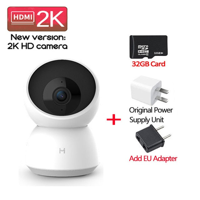 Xiaomi Mi Smart Camera 2K 1296P HD 360 Angle WIFI Night Webcam Video IP Camera Indoor Cameras Baby Security Monitoring MiHome 2K Camera add 32G - Tophatter Daily Deals