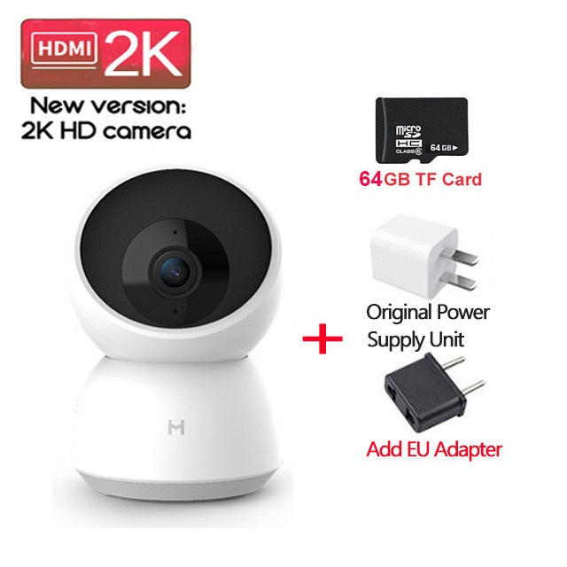 Xiaomi Mi Smart Camera 2K 1296P HD 360 Angle WIFI Night Webcam Video IP Camera Indoor Cameras Baby Security Monitoring MiHome 2K Camera add 64G - Tophatter Daily Deals
