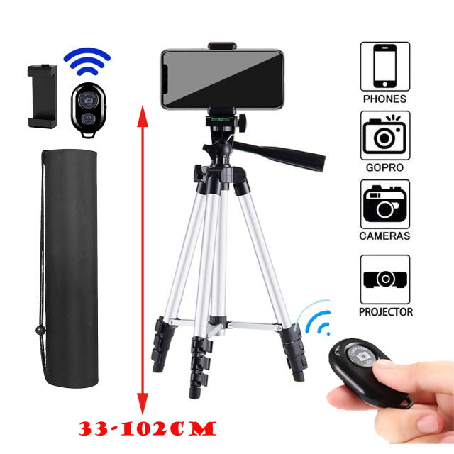 DSLR Flexible Tripod Extendable Travel Lightweight Stand Remote Control For Mobile Cell Phone Mount Camera Gopro Live Youtube 102CM silvery - Tophatter Daily Deals