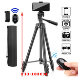 DSLR Flexible Tripod Extendable Travel Lightweight Stand Remote Control For Mobile Cell Phone Mount Camera Gopro Live Youtube 102CM Black - Tophatter Daily Deals