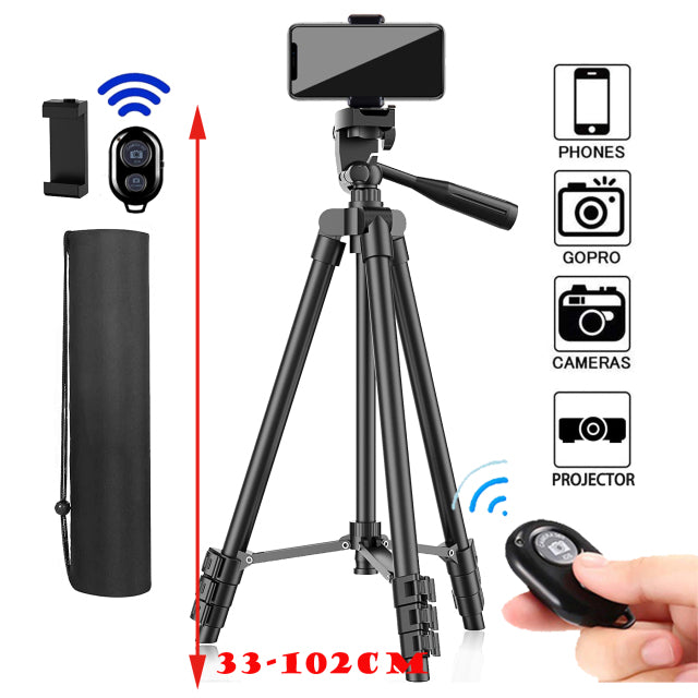 DSLR Flexible Tripod Extendable Travel Lightweight Stand Remote Control For Mobile Cell Phone Mount Camera Gopro Live Youtube 102CM Black - Tophatter Daily Deals