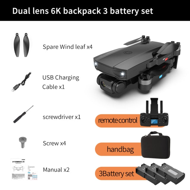 S2 5G WIFI RC Drone 4K Profesional RC Quadcopter Mini HD 6K Camera With Brushless Motor GPS FPV Foldable Drone Child Toys Plane Black 3battery - Tophatter Daily Deals