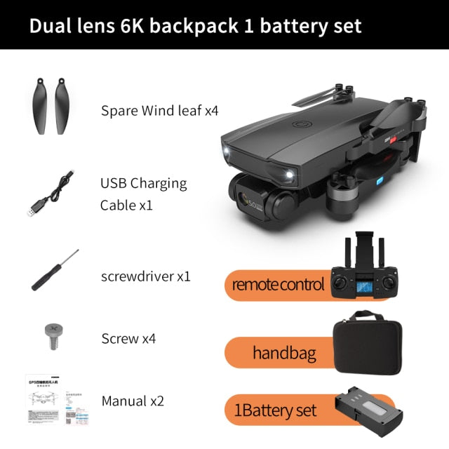 S2 5G WIFI RC Drone 4K Profesional RC Quadcopter Mini HD 6K Camera With Brushless Motor GPS FPV Foldable Drone Child Toys Plane Black 1 battery - Tophatter Daily Deals