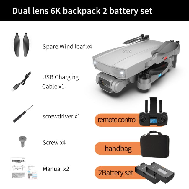 S2 5G WIFI RC Drone 4K Profesional RC Quadcopter Mini HD 6K Camera With Brushless Motor GPS FPV Foldable Drone Child Toys Plane Gray 2 battery - Tophatter Daily Deals