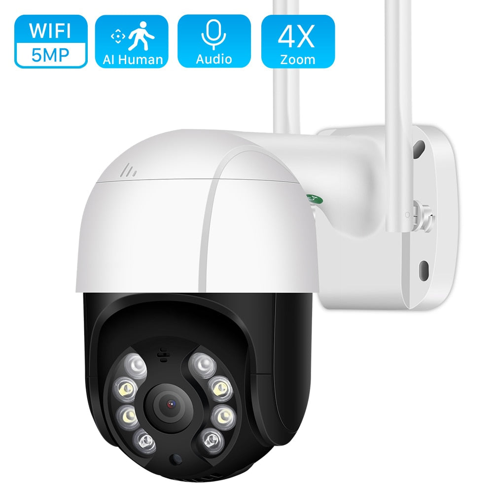 5MP HD PTZ Wifi Camera Outdoor Ai Human Detect Auto Tracking Audio WiFi PTZ Camera 1080P Color Night Vision Cloud CCTV IP Camera - Tophatter Daily Deals