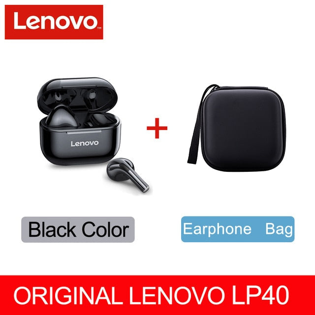 Original Lenovo LP40 wireless headphones TWS Bluetooth Earphones Touch Control Sport Headset Stereo Earbuds For Phone Android LP40 black case China - Tophatter Daily Deals