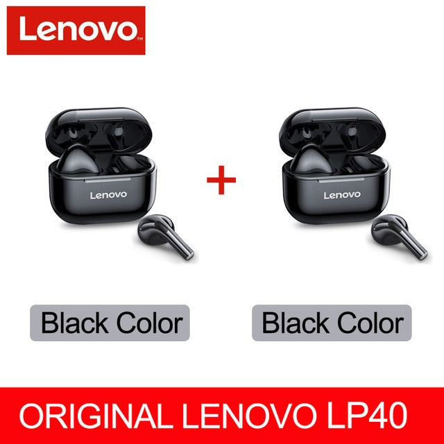 Original Lenovo LP40 wireless headphones TWS Bluetooth Earphones Touch Control Sport Headset Stereo Earbuds For Phone Android LP40 black 2 China - Tophatter Daily Deals