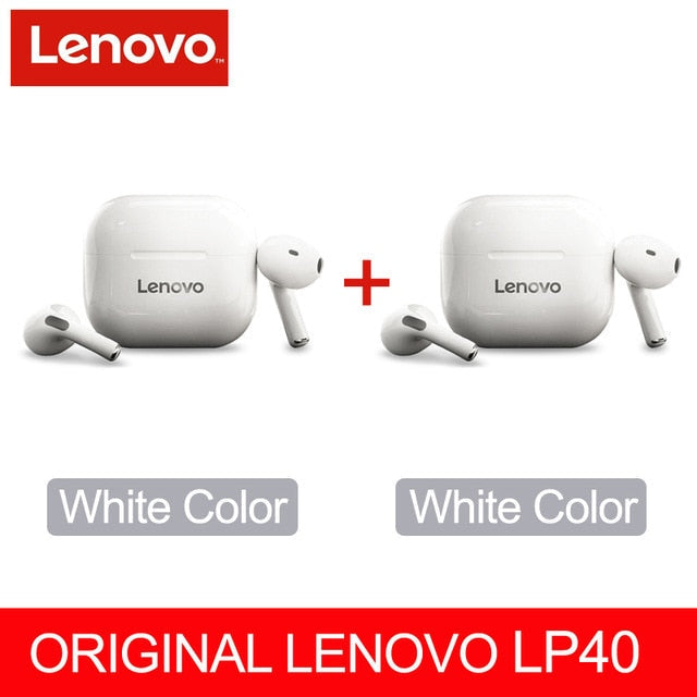 Original Lenovo LP40 wireless headphones TWS Bluetooth Earphones Touch Control Sport Headset Stereo Earbuds For Phone Android LP40 white 2 China - Tophatter Daily Deals