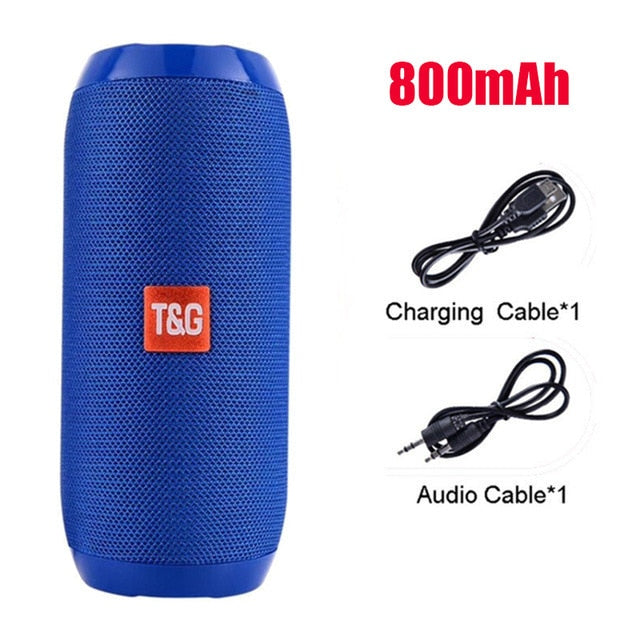 Portable Speaker Wireless Bluetooth-compatible Column Waterproof Outdoor USB AUX TF FM Radio Subwoofer Loudspeaker caixa de som blue 800mAh - Tophatter Daily Deals