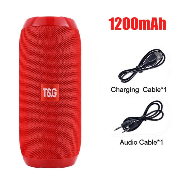 Portable Speaker Wireless Bluetooth-compatible Column Waterproof Outdoor USB AUX TF FM Radio Subwoofer Loudspeaker caixa de som red 1200mAh - Tophatter Daily Deals