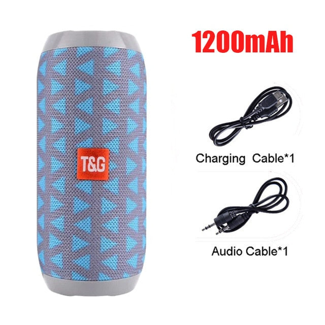 Portable Speaker Wireless Bluetooth-compatible Column Waterproof Outdoor USB AUX TF FM Radio Subwoofer Loudspeaker caixa de som sky blue 1200mAh - Tophatter Daily Deals