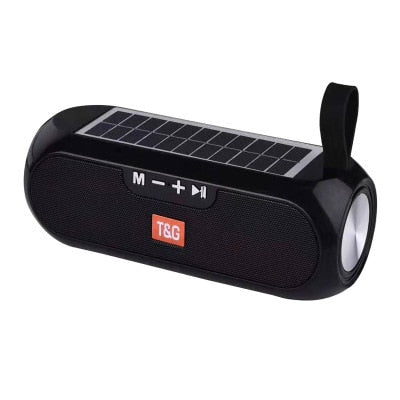 YABA Portable Column Speaker Wireless Bluetooth-compatible Stereo Music Box Solar Power Bank Boombox waterproof USB AUX FM radio black - Tophatter Daily Deals